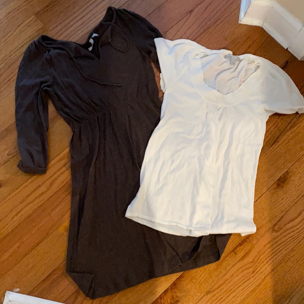 OldNavy XS : brown midi dress  and white knit top